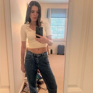 Cream Ruffle Crop Top